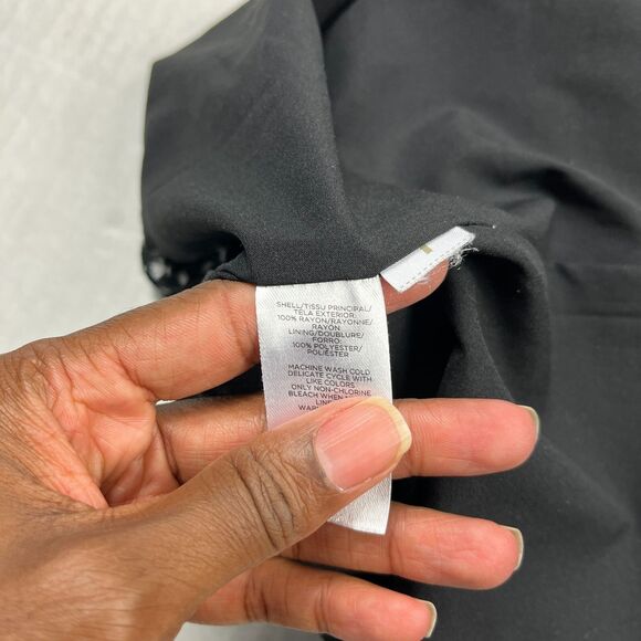 LOFT Fit and Flare Mini Dress Black White Button Casual Pullover Loose Fit XS - Picture 9 of 11